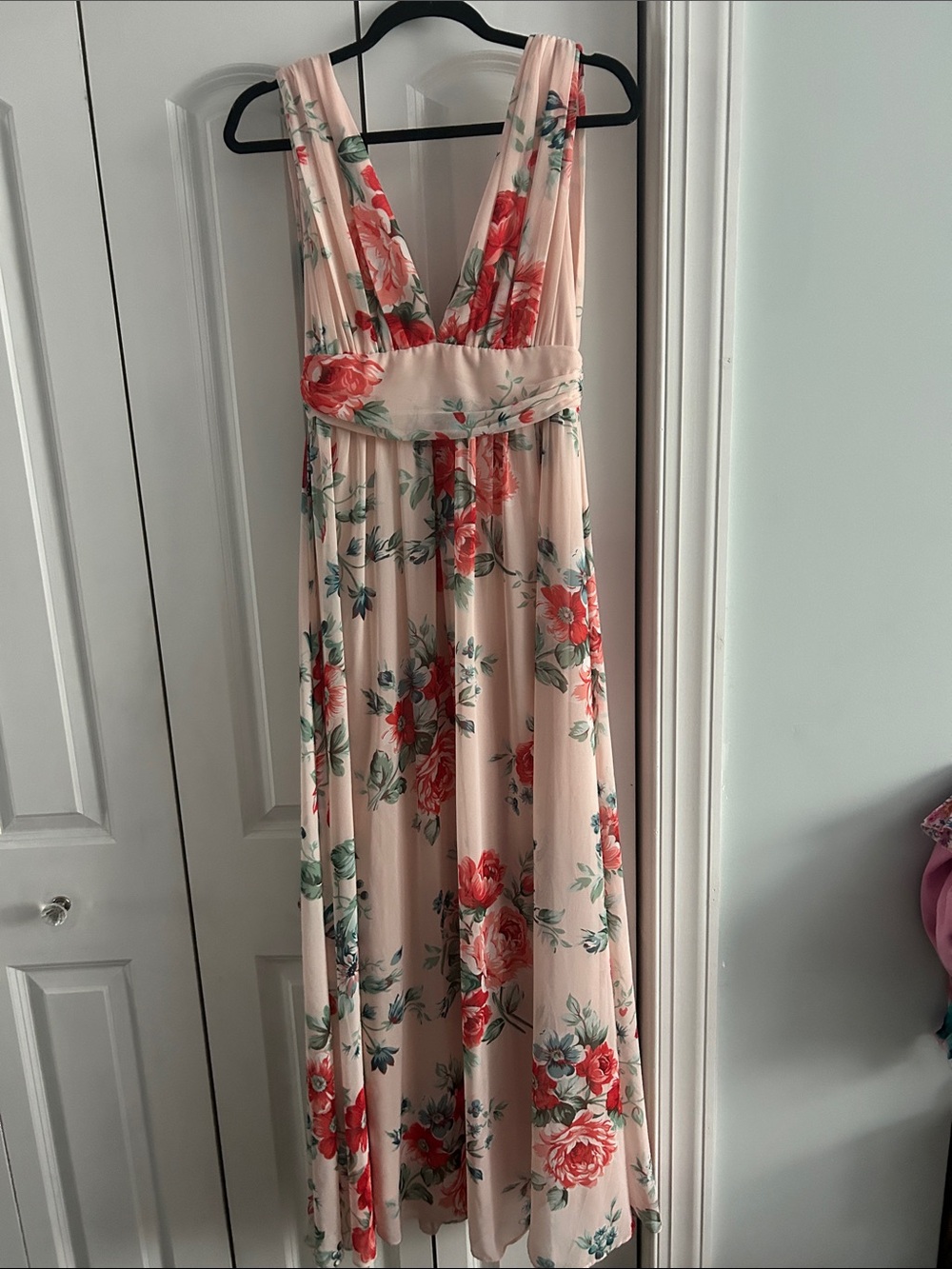 Lulu's Blush Pink Floral Maxi Dress, Excellent Condition!